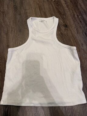 Abercrombie & Fitch White Ribbed Tank Top